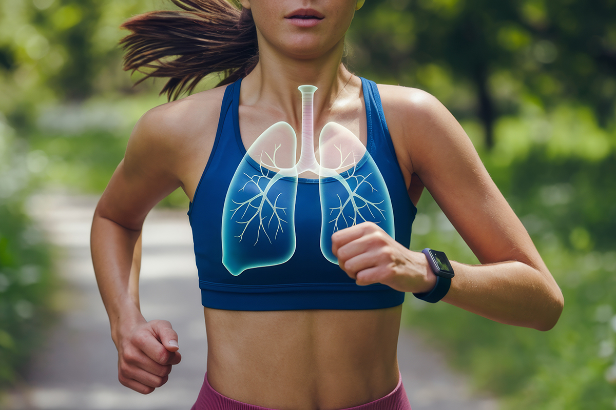 female runner and lungs illustration